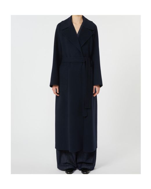 Max Mara Blue 'S Doris Belted Long-Sleeved Coat
