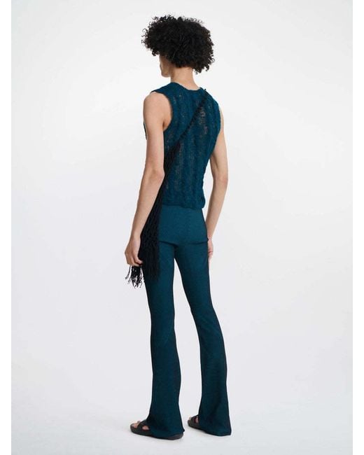 Dion Lee Blue Angled Ribbed Flared Trousers for men