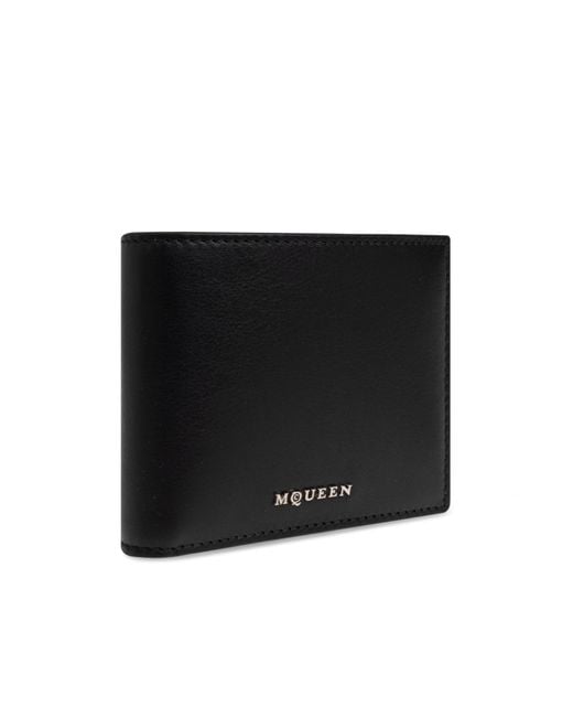 McQueen Black Logo Plaque Bi-Fold Wallet for men