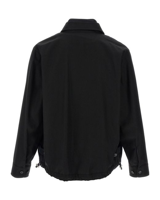 Sacai Black Long Sleeved Buttoned Layered Jacket for men