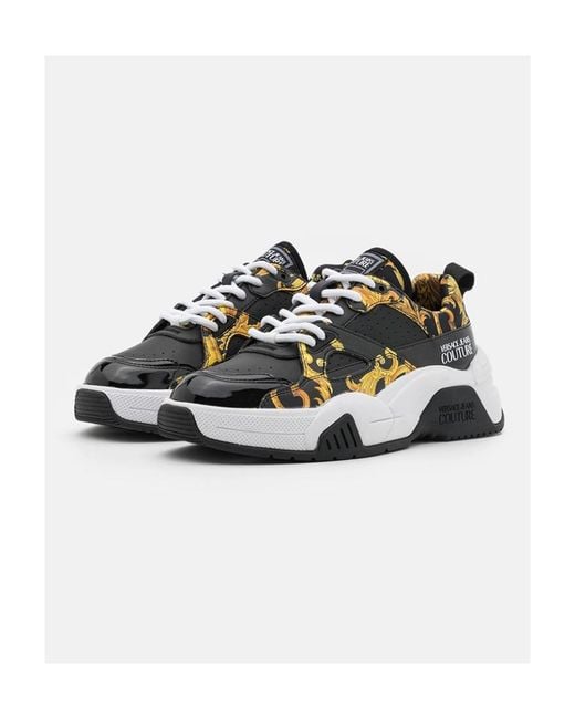 Versace Jeans Black Barocco Printed Casual Sneakers