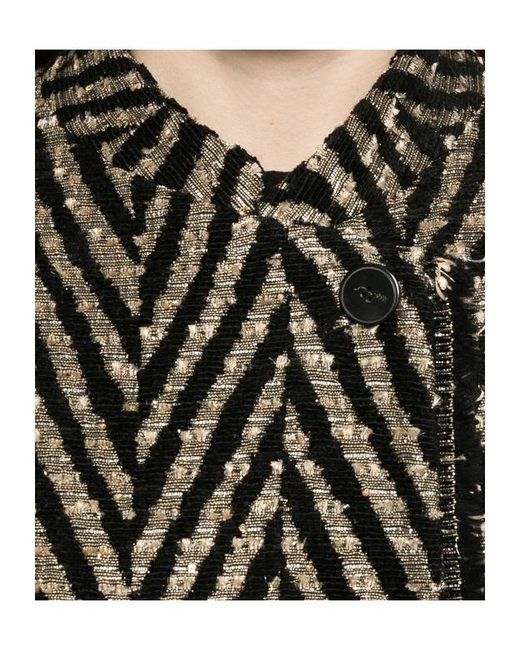 Forte_forte Gray Herringbone Knit Jacket With Fringe