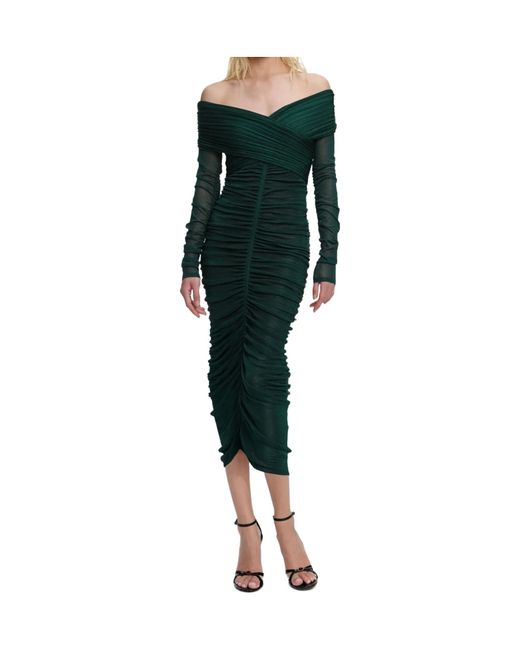 Self-Portrait Green Knit Midi Dress