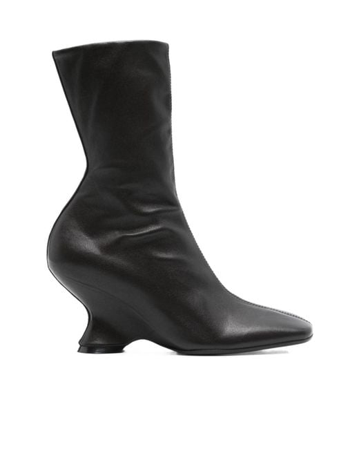 Dries Van Noten Black Wedge Heel Boots