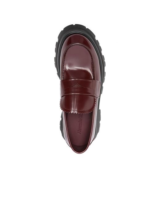 McQueen Brown Ridged-Sole Leather Loafers