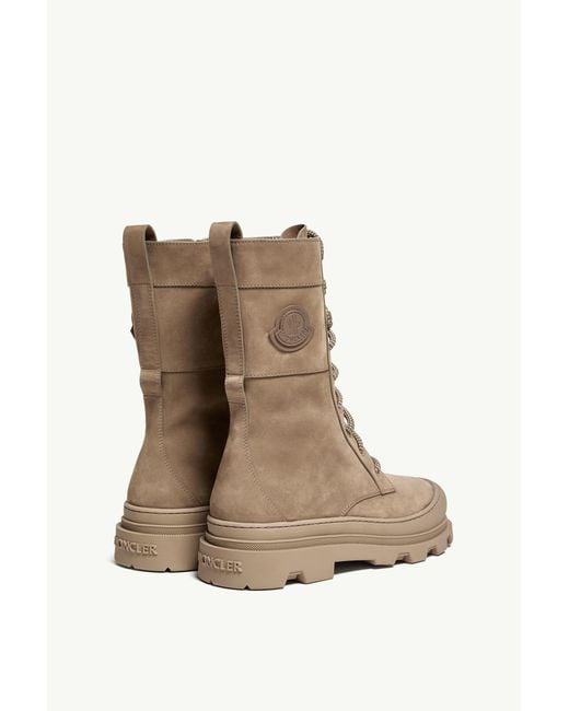 Moncler Brown Vera High Nubuck Lace-Up Boots