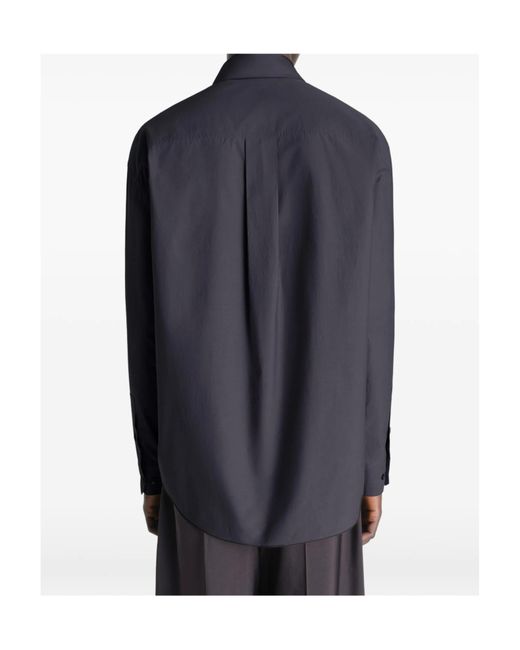 Lemaire Blue Long-Sleeved Curved Hem Regular Shirt for men