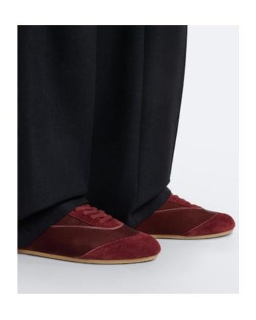 Jil Sander Red Etage Suede-Trimmed Velvet Sneakers