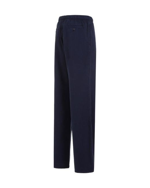 Palm Angels Blue Logo Embroidered Drawstring Pants for men