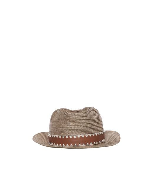 Eleventy Multicolor Contrast Trim Hat for men