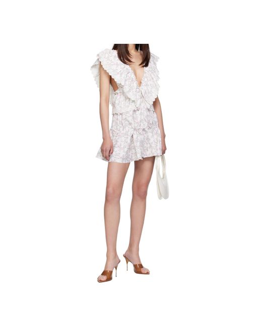 Coperni White Floral-Print Ruffled Dress
