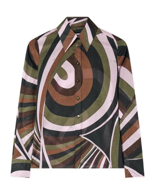 Emilio Pucci Multicolor Iride Print Cotton Muslin Shirt