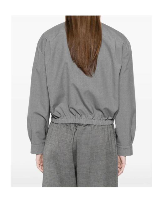 Jil Sander Gray Poplin Cropped Shirt
