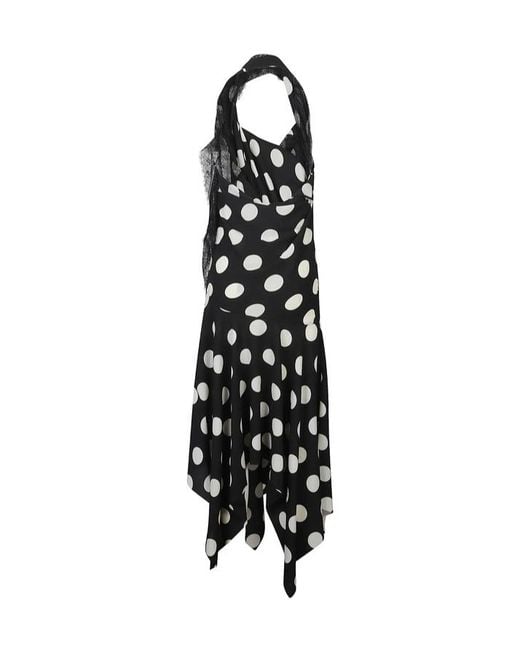 Junya Watanabe Black Polka Dot Printed Halterneck Dress
