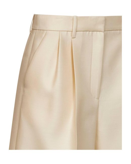 Khaite Natural Pleated Knee-Length Shorts