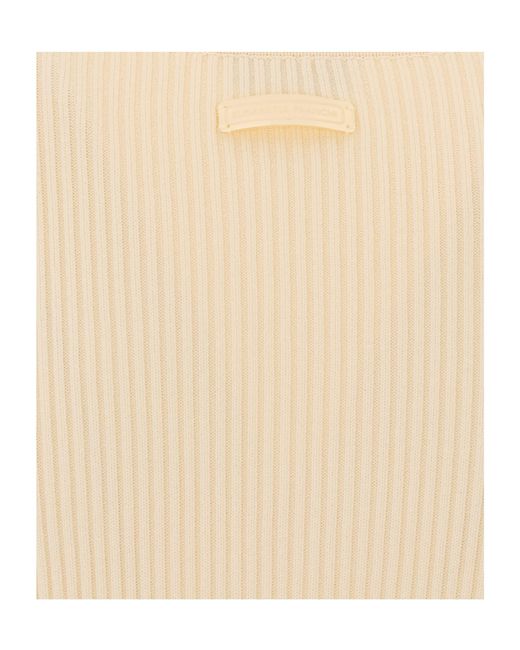 Elisabetta Franchi White Knit Turtleneck Top With 3D Details