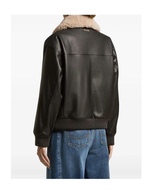 Peserico Black Zip-Up Bomber Jacket