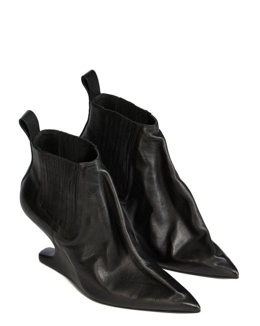 Rick Owens Black Pointed Toe Taco Boots