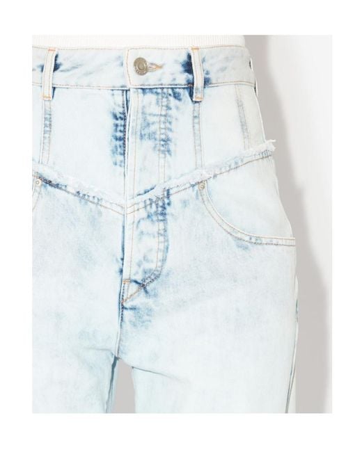 Isabel Marant Blue Noemie Frayed Edge Straight Leg Jeans