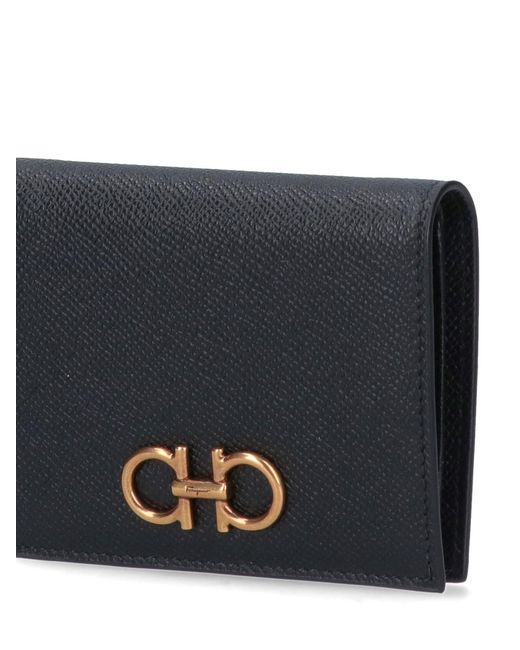 Ferragamo Blue Logo-Plaque Leather Wallet