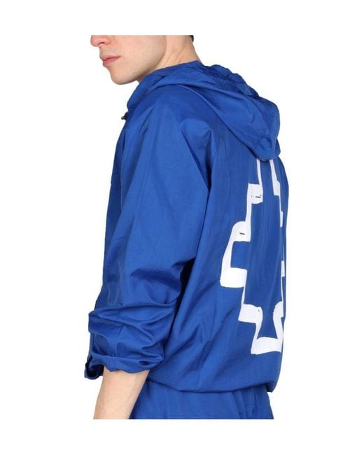 Marcelo Burlon Blue County Of Milan Back Logo Print Hooded Jacket for men