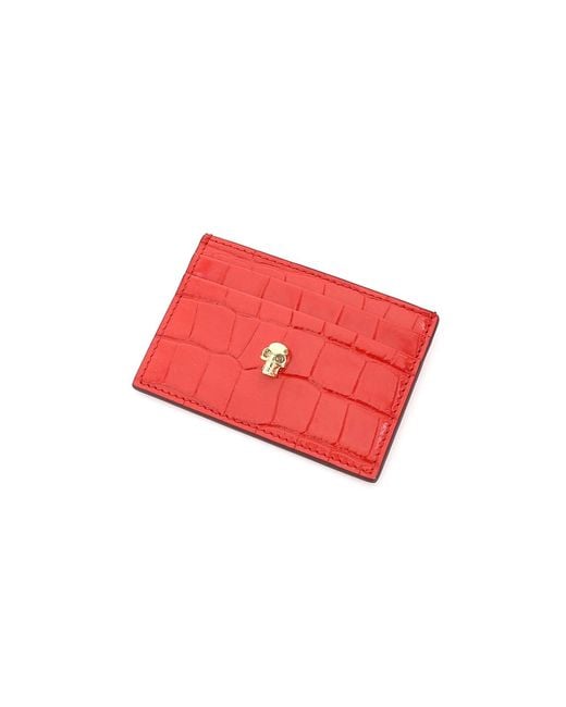 McQueen Red Skull Embossed Cardholder