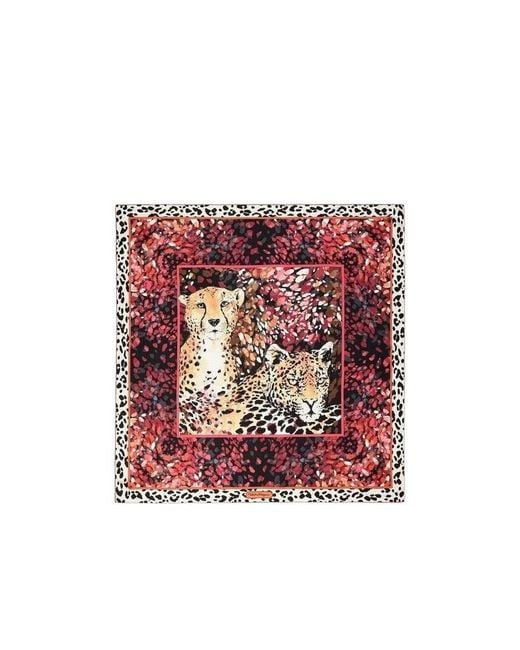 Ferragamo Red Printed Silk Scarf