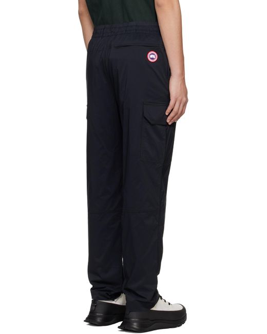 Canada Goose Black Logo Patch Drawstring Cargo Trousers for men