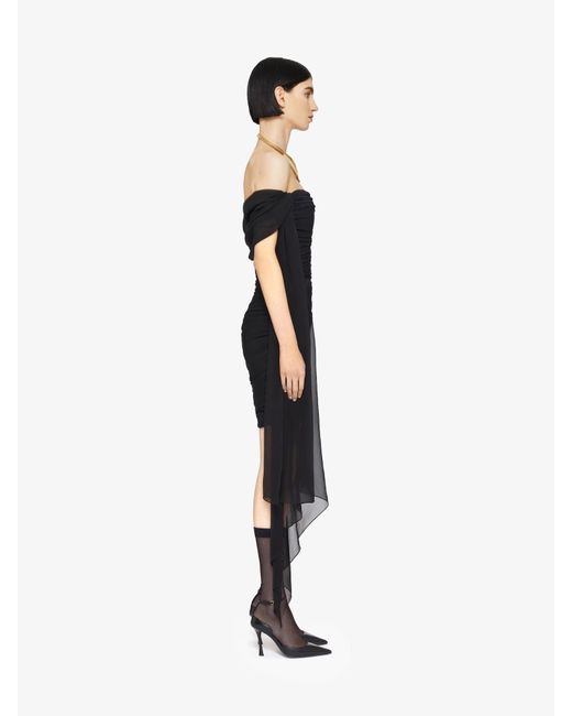 Givenchy Black Off-Shoulder Draped Mini Dress