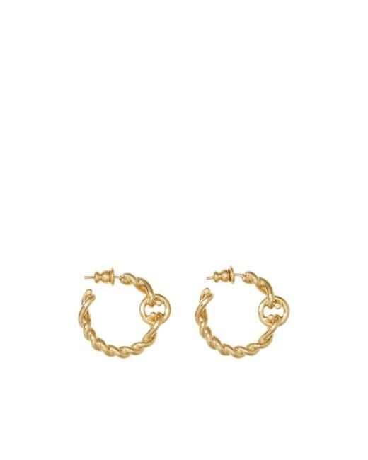 Ferragamo Metallic Twisted Chain Gancini Earrings