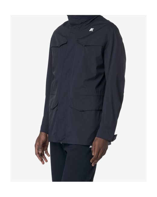 K-Way Blue Logo Detail High Neck Jacket for men