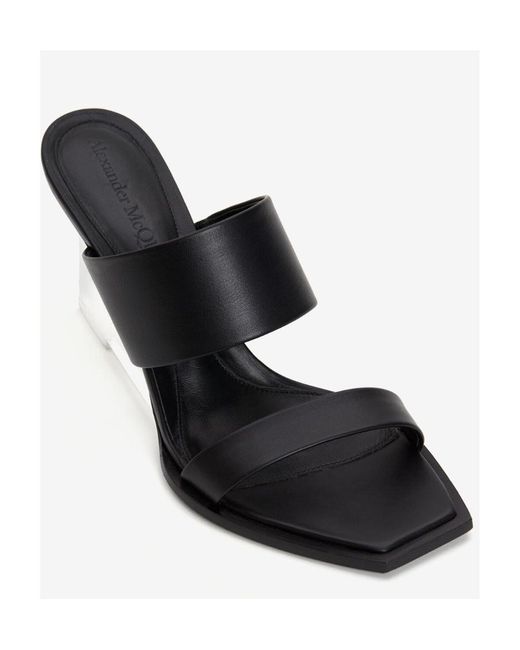 McQueen Black Platform Slip-On Mules