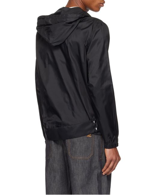 Courreges Black Courrèges Drawstring Hooded Windbreaker for men