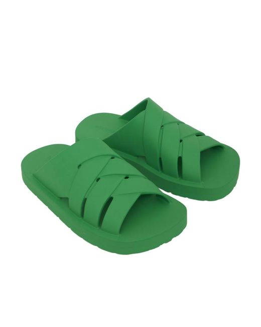 Bottega Veneta Green Intreccio Slip-On Sandals for men