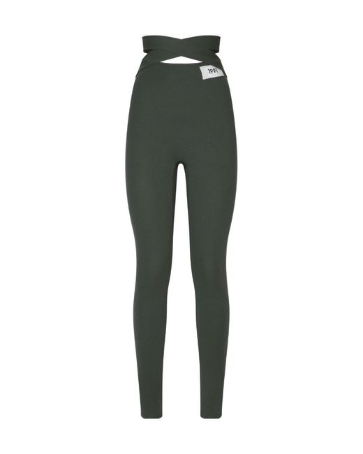 Dolce & Gabbana Green Crossover-Strap High-Waisted Leggings