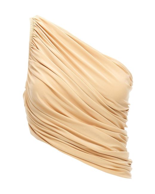 Norma Kamali Natural Draped One-Shoulder Top