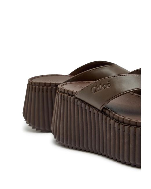 Chloé Brown Versatile Minimalist Platform Sandals