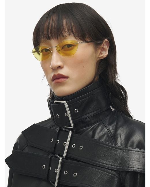 McQueen Yellow Eyewear T-Bar Slim Sunglasses for men