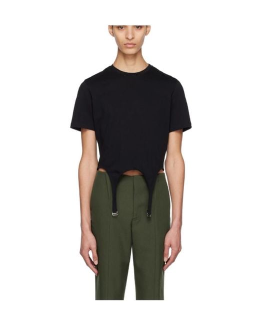 Dion Lee Black Short-Sleeved Garter T-Shirt for men