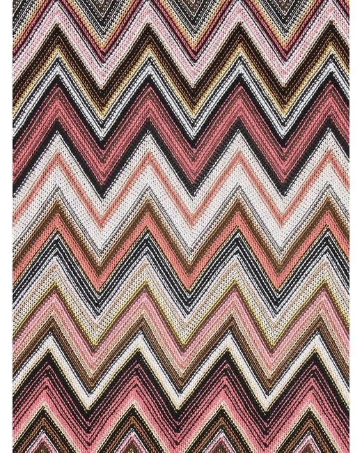 Missoni Multicolor Zigzag Woven Front Slit Mini Skirt