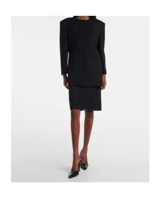 Calvin Klein Black Ribbed-Knit Wool Miniskirt