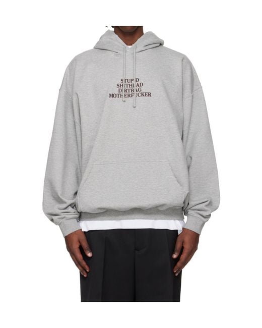 Vetements Gray Mf Long-Sleeved Hooded Sweatshirt for men