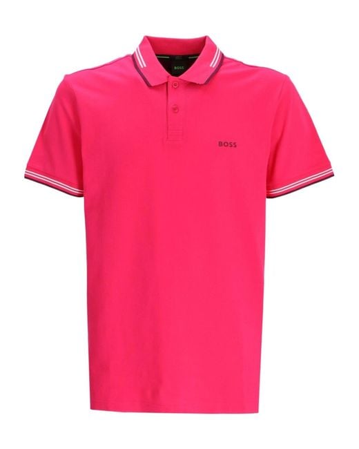 Boss Pink Paul Cotton Polo Shirt for men