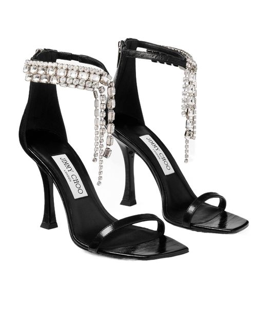 Jimmy Choo Metallic 100 Verity Embellished Strap Heeled Sandals