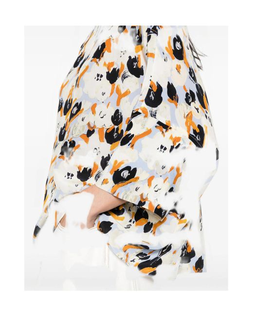 Marni White Floral-Pattern Blouse
