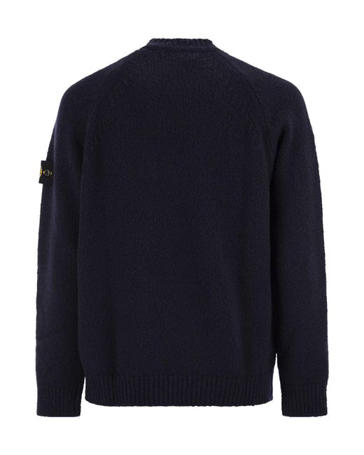 Stone Island Blue Round Neck Jumper With Raglan Sleeves for men