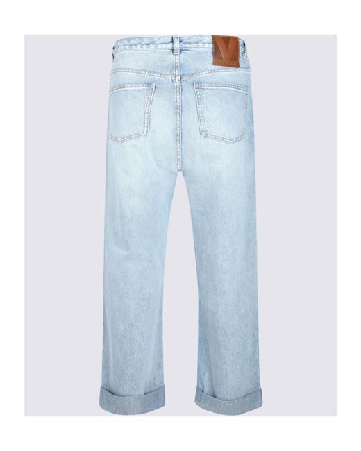 Valentino Blue Wide-Leg Cropped Jeans for men