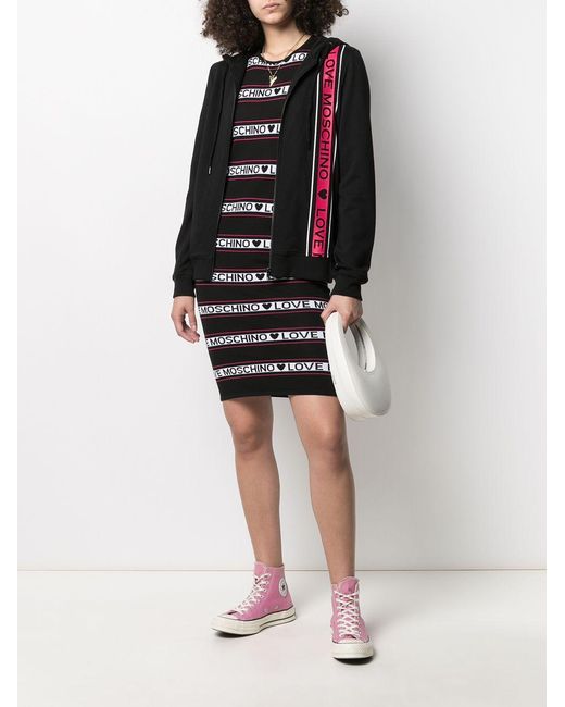 Moschino Black Logo Printed Zipper Casual Jacket