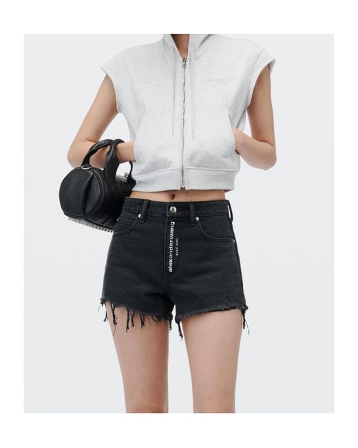 Alexander Wang Black Crystal Logo Fly Relaxed Short
