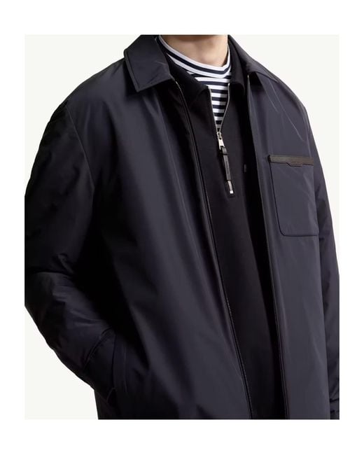 Moncler Blue Logo Patch Zip-Up Shirt Jacket for men